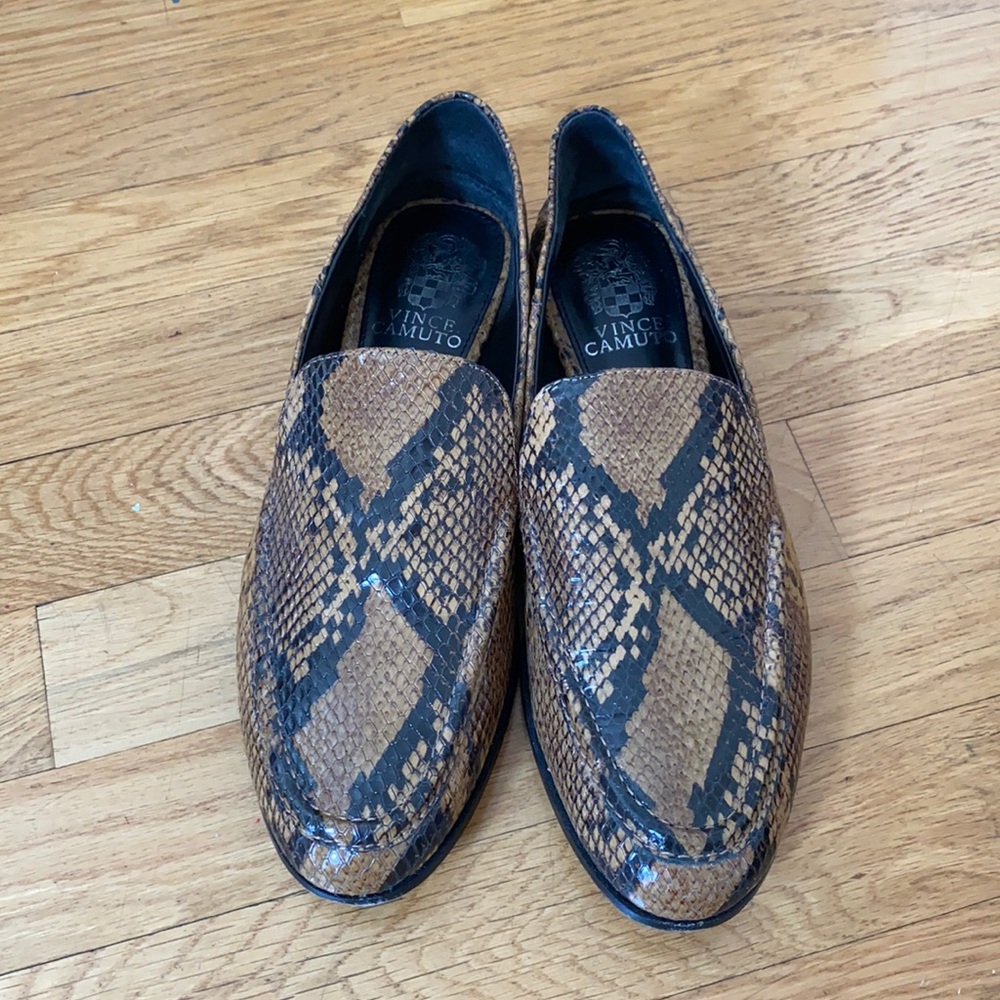 Vince Camuto snake leather loafers